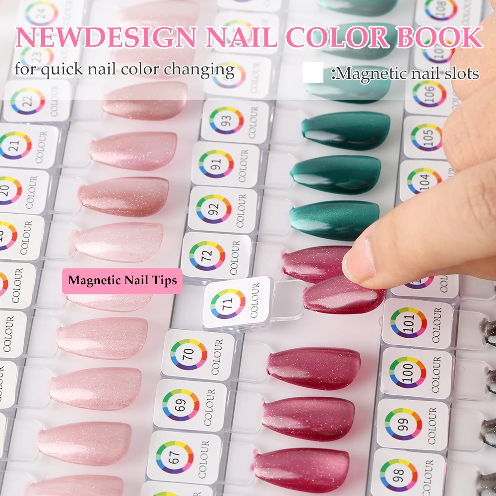 60/120 Colors Premium Magnetic Nail Swatch Book Crescent-Shaped Leather Cover Reusable Magnetic Nail Tips Removable Nail Tools image 3