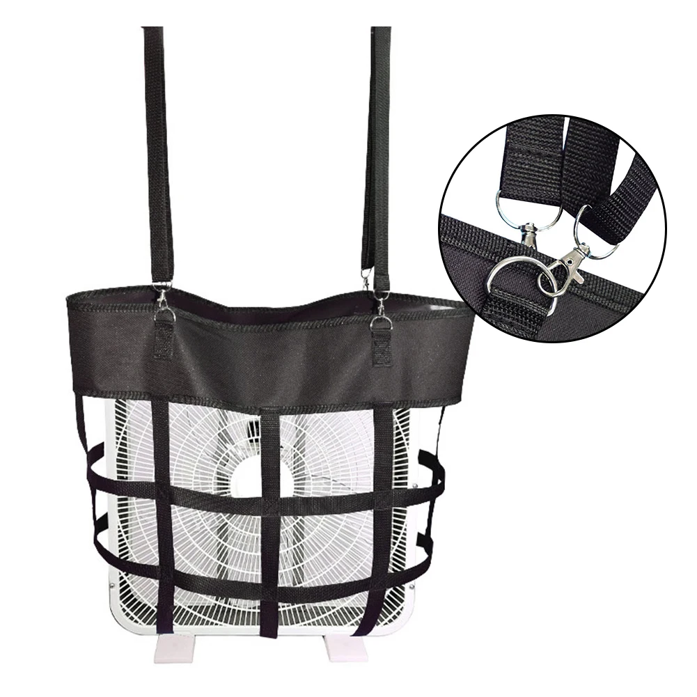 

Adjustable Horse Stable Box Fan Bag Hanging Fan Licorice Hanging Bag 600D PVC 2.5CM Webbing Fan Bag 51x51x10cm