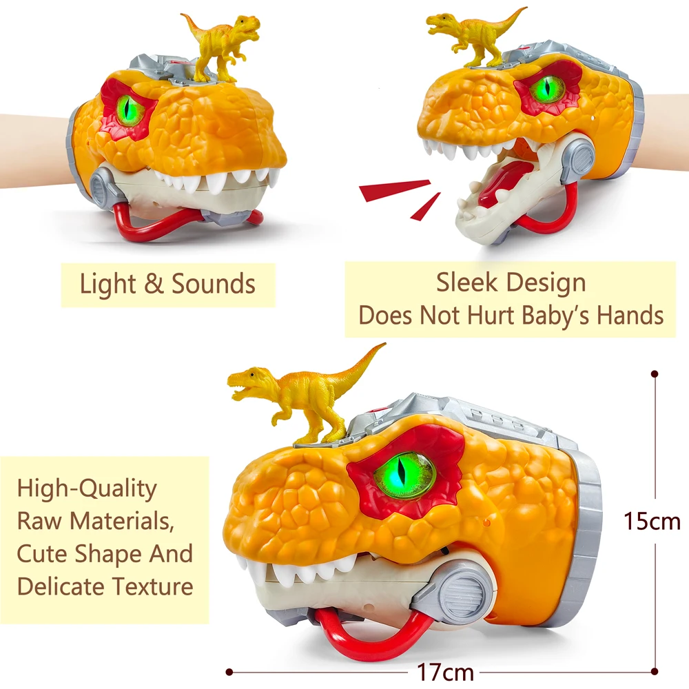 Fantoches de dinossauro realistas, brinquedos de dinossauro, cabeça de animal com som e luz rugindo, presente para meninos e meninas