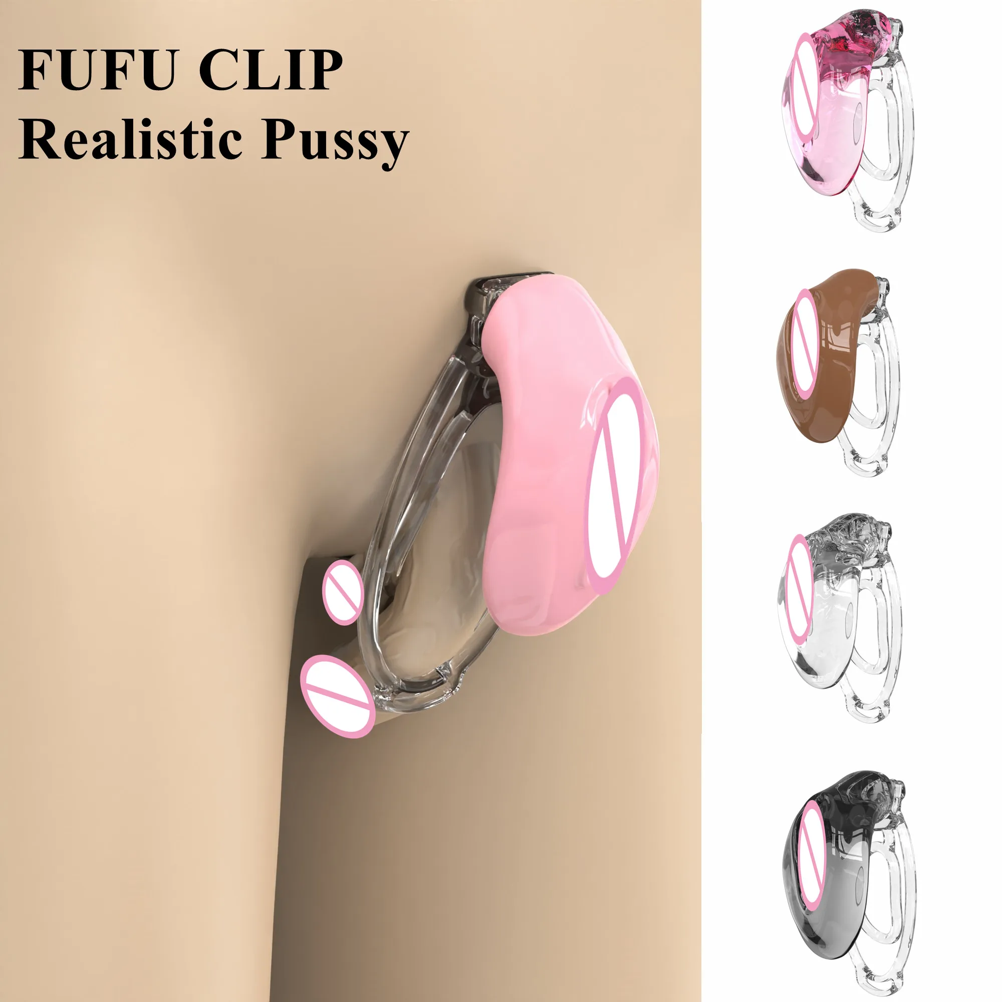 Sissy FUFU Clip Panty with Silicone Pussy Chastity Device,Male Mimic Female Pussy Negative Cock Cage Fake Clip Sexy Toys for Gay