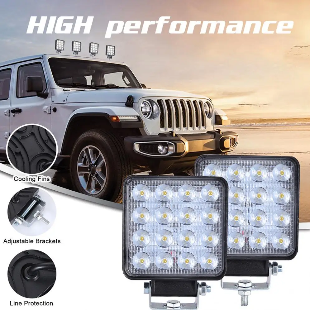 160W Spotlight 6000K 16000LM Square Waterproof LED Work Light  Super Energy SavingFit for Off-Road Suv / Boat / JK 4Wd Truck