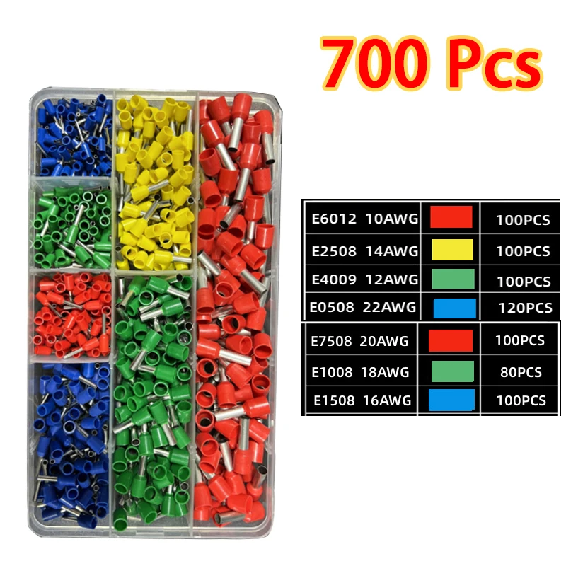 200/700/2120pcs Tubular Crimping Terminal VE Multiple Cold Crimp Terminal Pliers Set Electrical Equipment Wire Connector Pliers