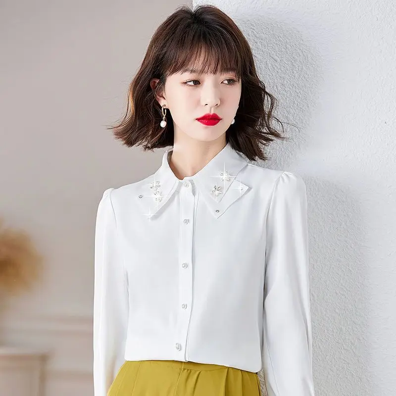2025 Spring New Style Bow Top for Women with Chiffon Shirt Long Sleeve Base Top