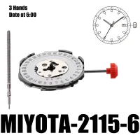 2115 Movement Miyota 2115-6 Movement with date display at 6 o'clock 3 Hands Size 10 1/2\