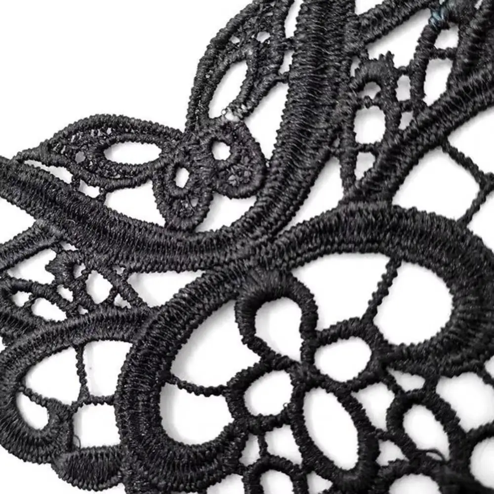 Fashion Black Lace Embroidery Collars Hollow Elegant V-Neck Lace Neckline for Dress Gown Costumes DIY Sewing Collar