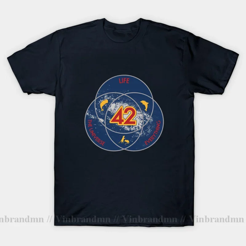 Men's dont panic sci-fi 42 Hitchhiker Guide To The Galaxy T-shirt The answer to everything 42 T shirt Retro Science Guide Tshirt