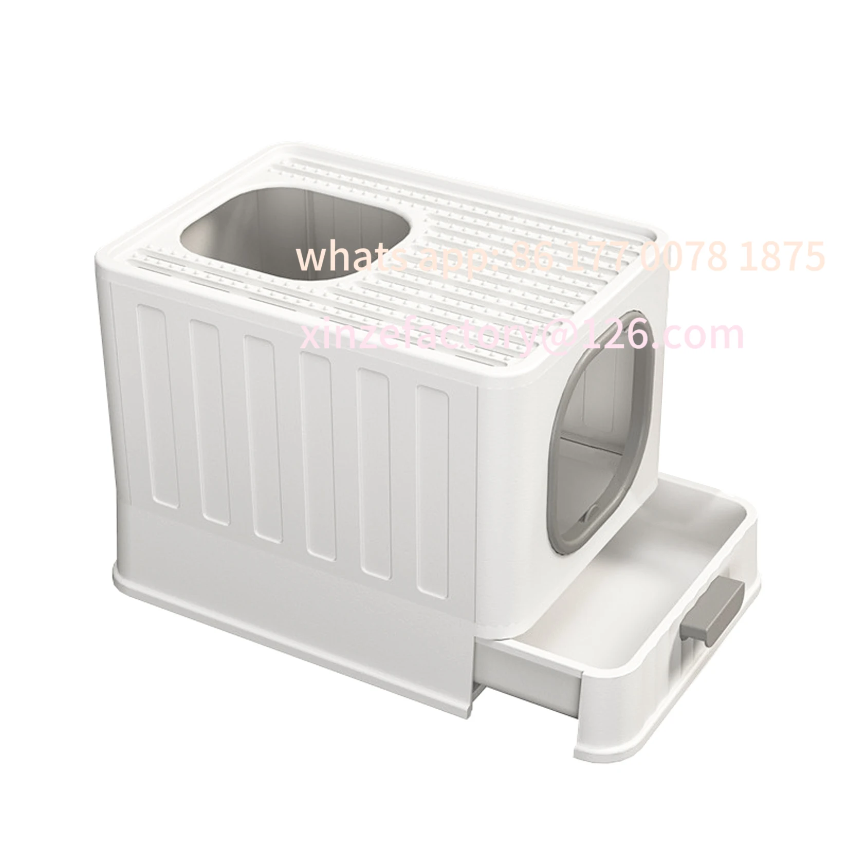 صندوق نفايات القطط Bingopaw XL قابل للتخصيص مع غطاء مغلق على شكل نونية للقطط، مرحاض مضاد للرش، سهل التنظيف