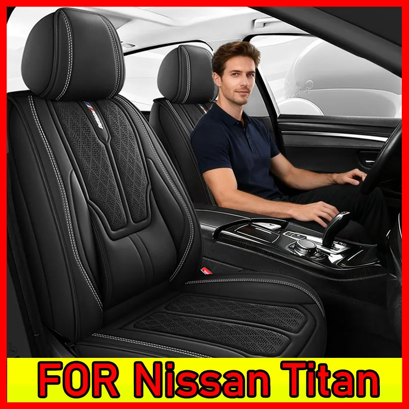

FOR NISSAN TITAN CAR PASS Beige Leather Car Seat Covers Full Set, Luxury PU Seat Covers for Car, Waterproof Beige Car Seat