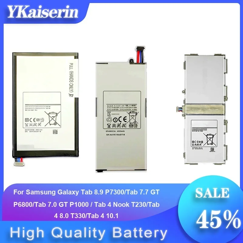 بطارية الجهاز اللوحي لسامسونج غالاكسي تاب 4 8.0 10.1 Nook T230 T231 7.7 GT P6800 P6810 7.0 P1000 P1010 SM T330 T331 T530 T531