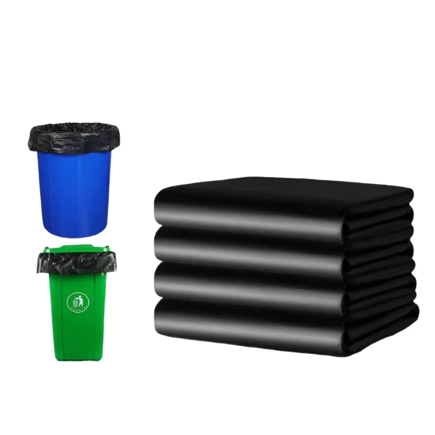 كيس قمامة أسود سميك كبير ، كيس قمامة للاستعمال مرة واحدة ، أكياس قمامة مسطحة علوية ، تجارية ، 50 صولًا ، 50x60cm