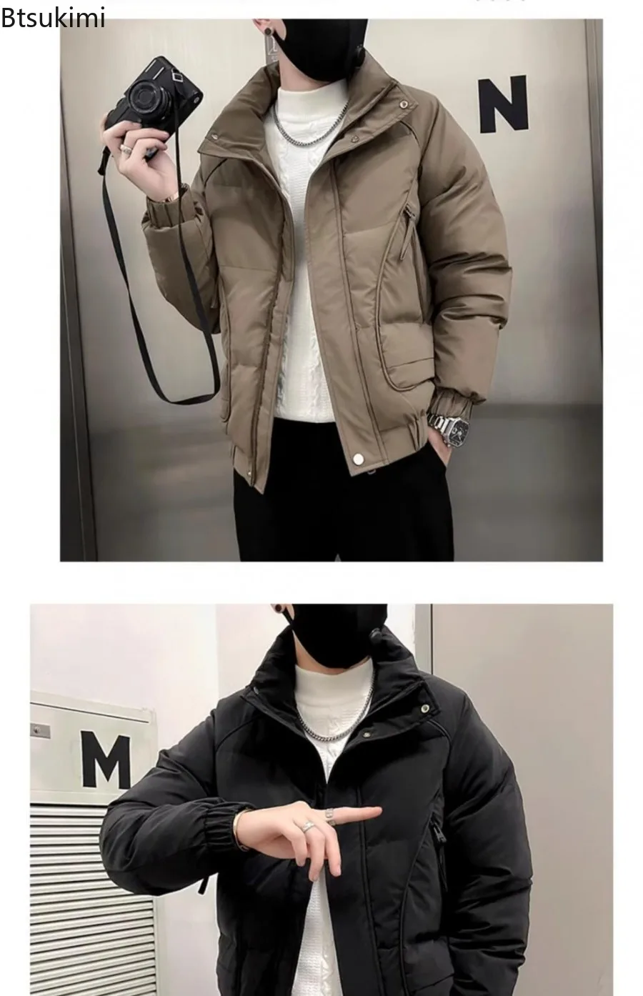 High Quality Men Parkas 2025 Fashion Men's Thicken Warm Casual Jackets Handsome Men Coats Solid Stand Collar Down Cotton Jackets