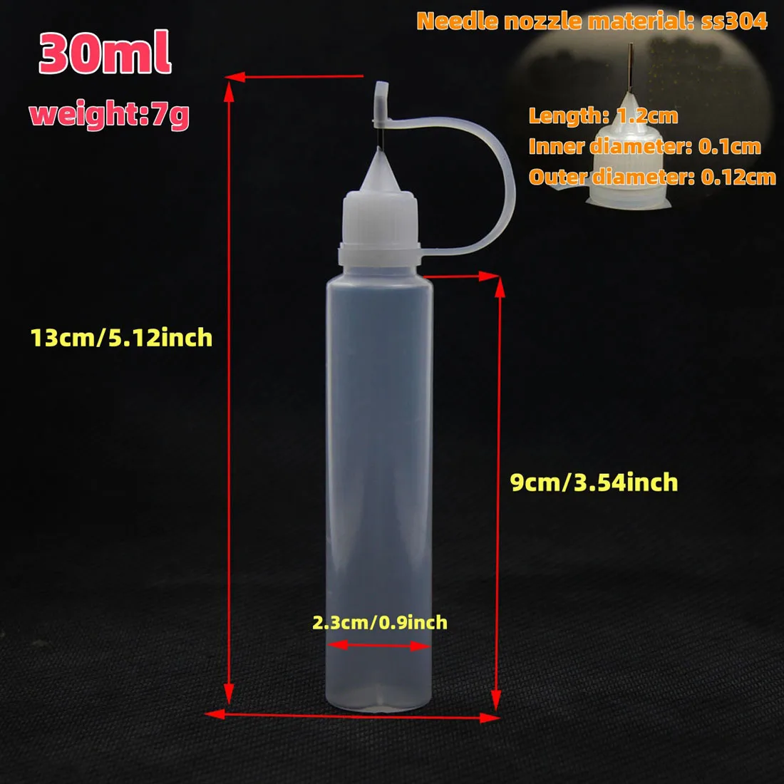 5Pcs Colorful 30ml Refillable Squeezable Needle Empty Bottle Point Line Diy Polymer Clay Pigment Tools gift Mini funnel