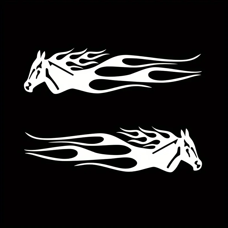 

2PCS/SET Flame Horse Design Sticker for Car Motorcycle Exterior Helmet Speed-Themed Personalized Decorative Decal