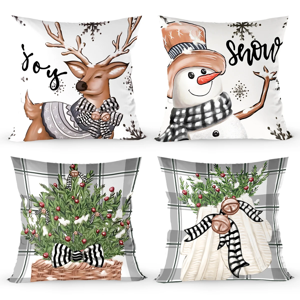 4pcs Merry Christmas Cushion Cover Home Decorations 2025 Christmas Ornament Pillow Case Xmas Navidad Gifts New Year Gifts 2026