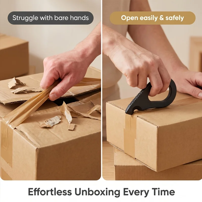 3D Printed Safe Box Opener, Parcel Cutter with Large Finger Ring, Portable Plastic Express Package Opening Tool for Home Office