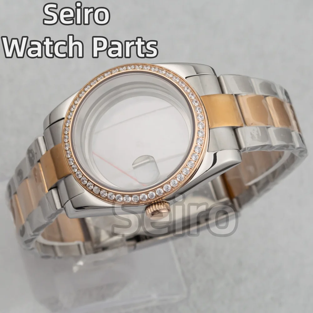 NH35 حافظة الماس Watchcase المحار اليوبيل حزام الساعات الياقوت كريستال حاوية من الفولاذ المقاوم للصدأ ل Datejust NH35 حركة وزارة الدفاع أجزاء