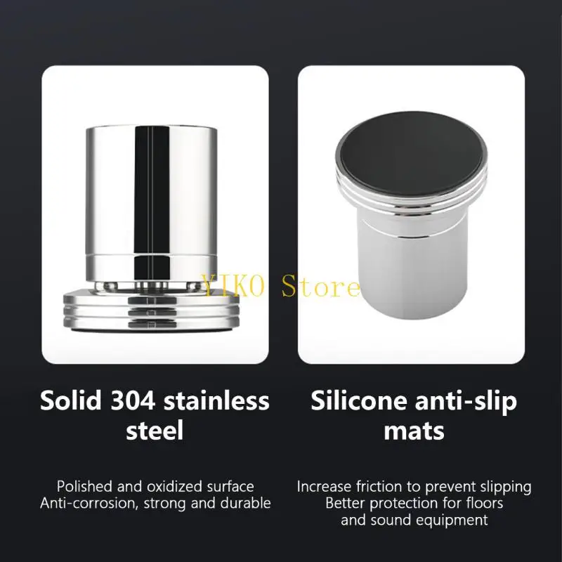 

K32C Stainless Steel Isolation Feet for Auditory Equipment with Slip Resistant Silicone Foot Pad and Vibration Dampening