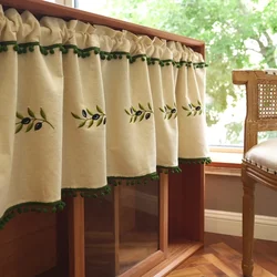 American Nordic fresh literary partition curtain cabinet curtain olive leaf embroidery door curtain