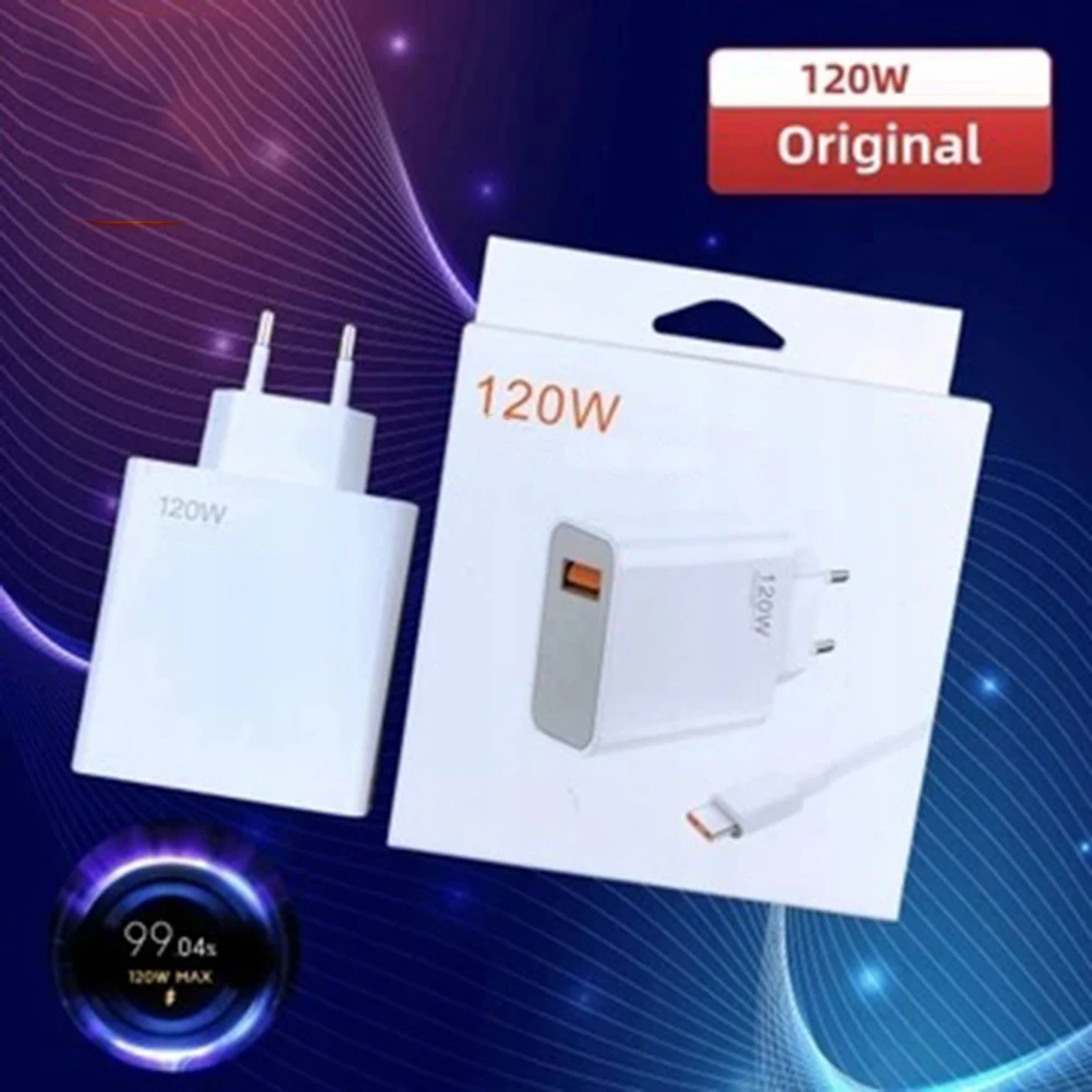 Image of 120W Original-Ladegerät Super-Schnellladung EU-Stecker Hochwertiges, langlebiges Typ-C Hypercharge-Ladegerät für Xiaomi Redmi Note