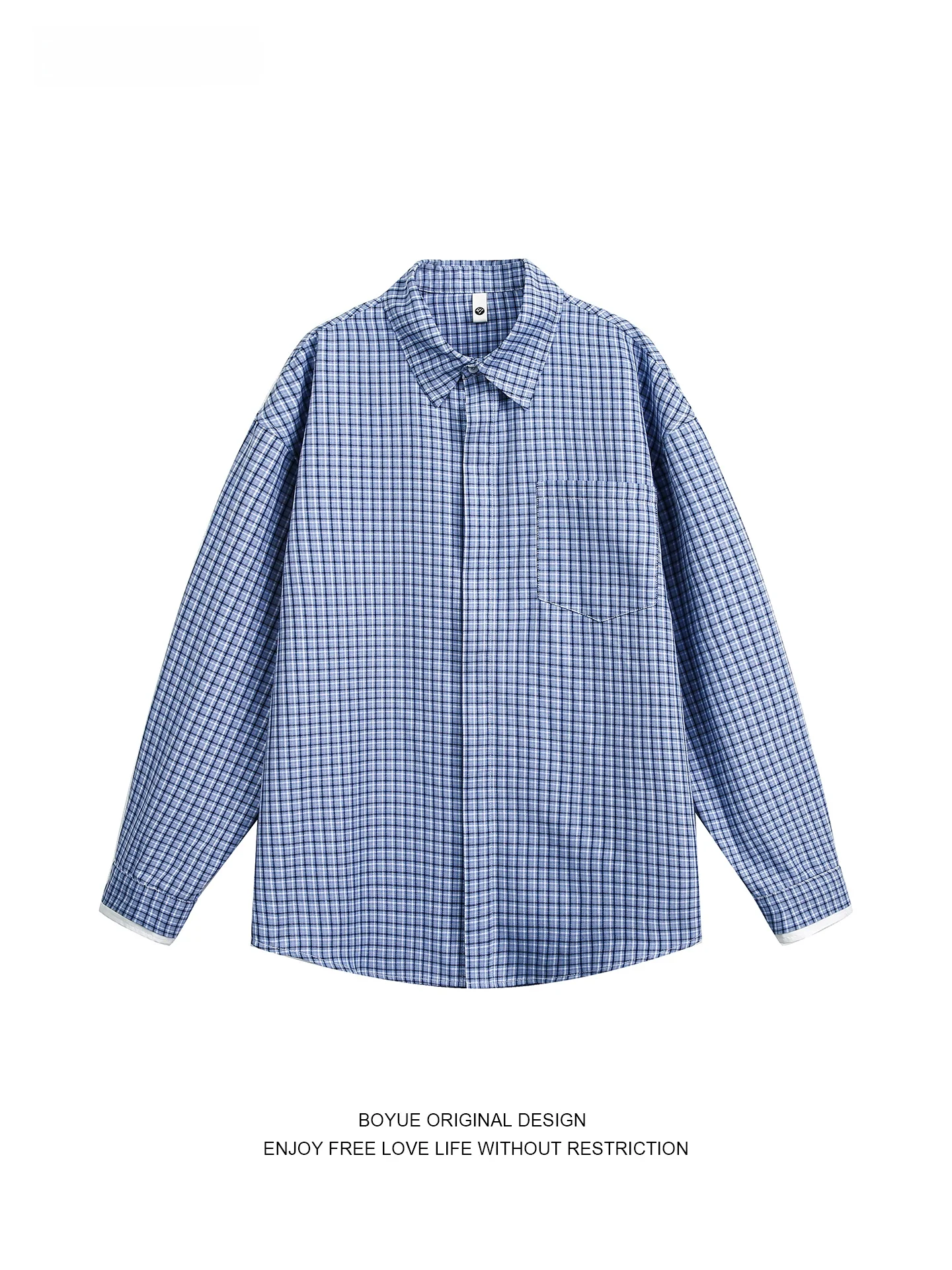 

Boyue Long Sve irt Casual Sle Men's Women's Patchwork Cotton Spring Autumn Faion lin Collar Button up Outerwear