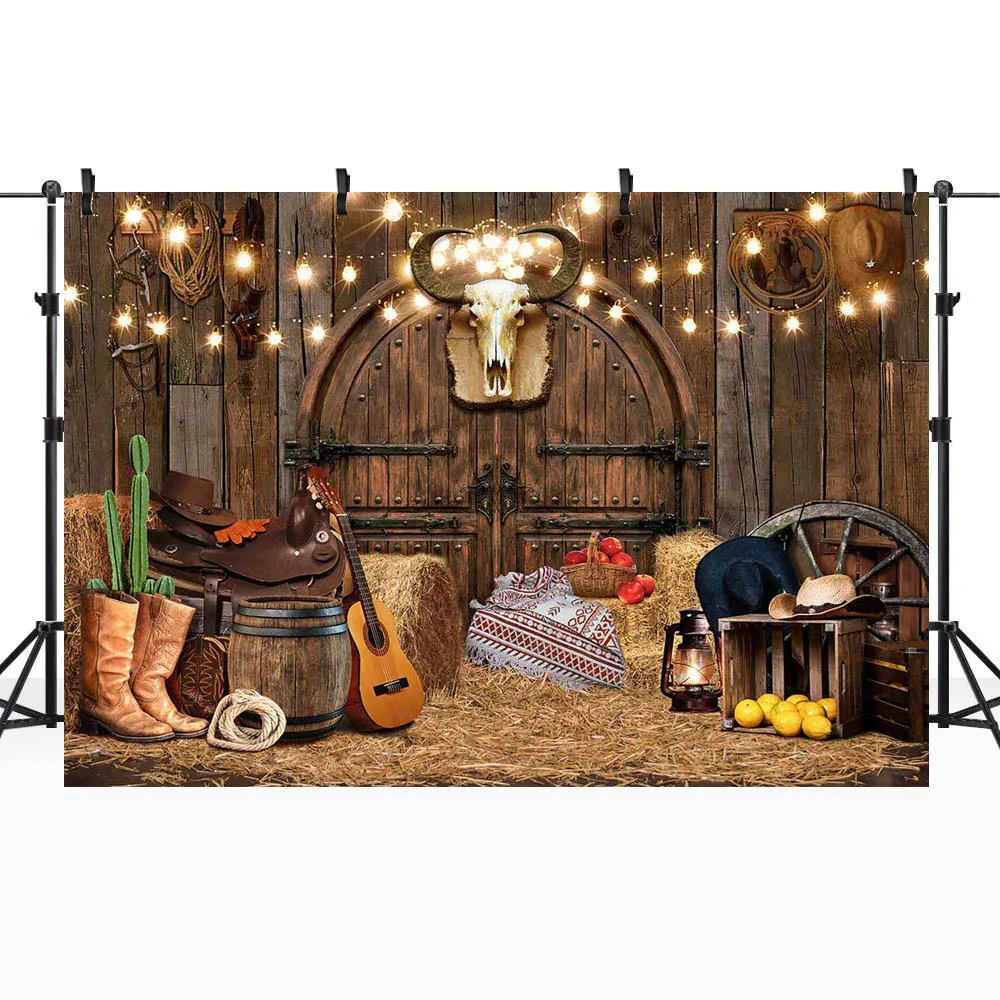 Mocsicka Newborn Photography Background West Cowboy Baby Shower Party Decor Kids Birthday Backdrop Wooden Wall Studio Photoshoot