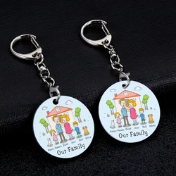 Cute Family Keychain Personalized Family Name Gifts For Parents Children Presents Engraved Families Member Gift Acrylic Keyrings