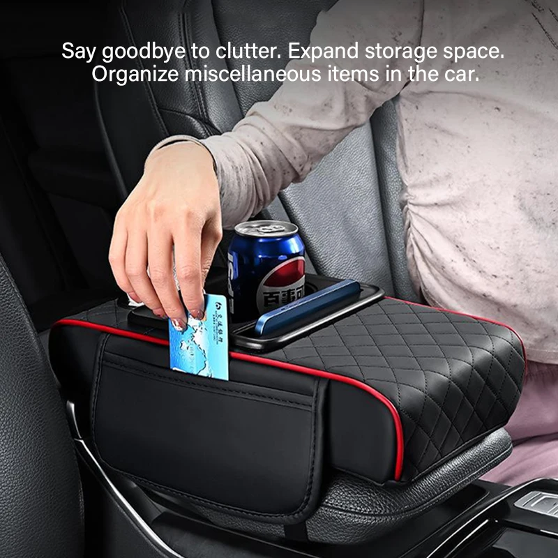 Auto Center Console Armrest Box Cushion with 2 Cup Holders Armrest Heightening Pad Car Armrest Pillow Cover Pad for All Seasons