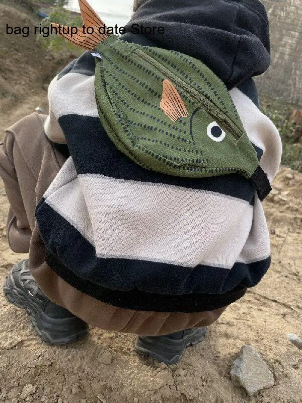 Temperament Children's Baby Green Ocean Tropical Fish Money Coin Purse Crossbody Waist Bag Men and Women