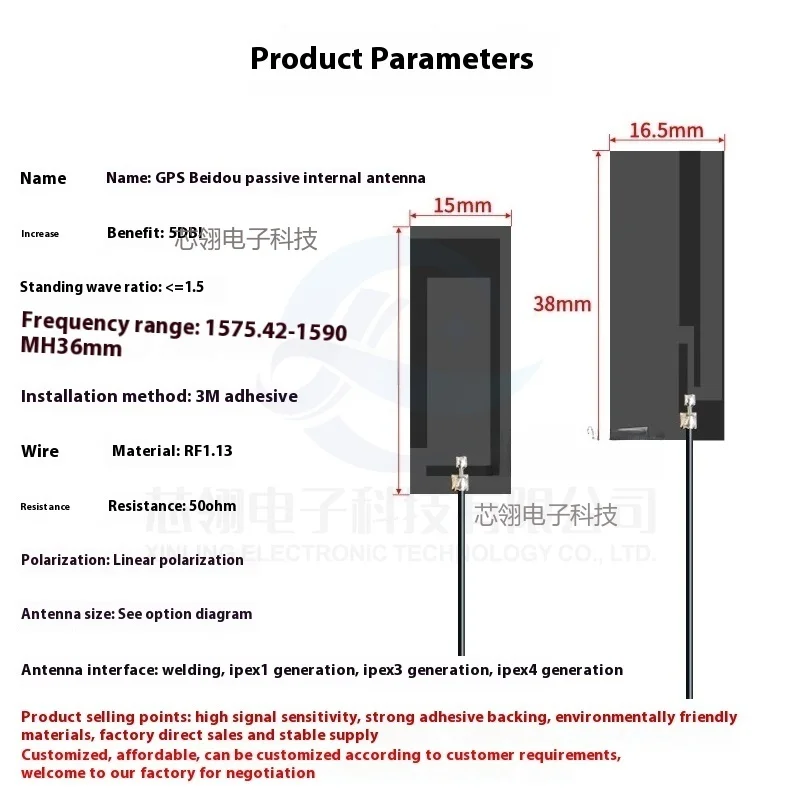 5PCS GPS Passive Built-in FPC Antenna GPS Flexible Patch for Beidou Positioning Antenna Omnidirectional High Gain
