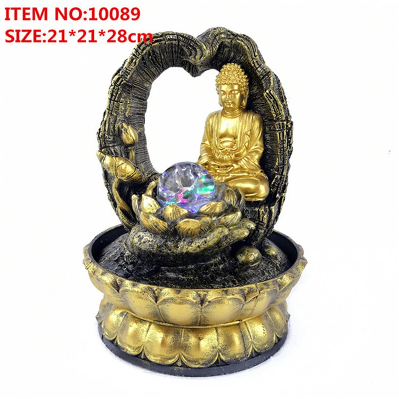 Imagem -06 - Golden Lotus Buddha Desktop Fonte de Água Lucky Feng Shui Bola Incandescente Estátua Budista Escritório Personalidade Criativa Ornamentos