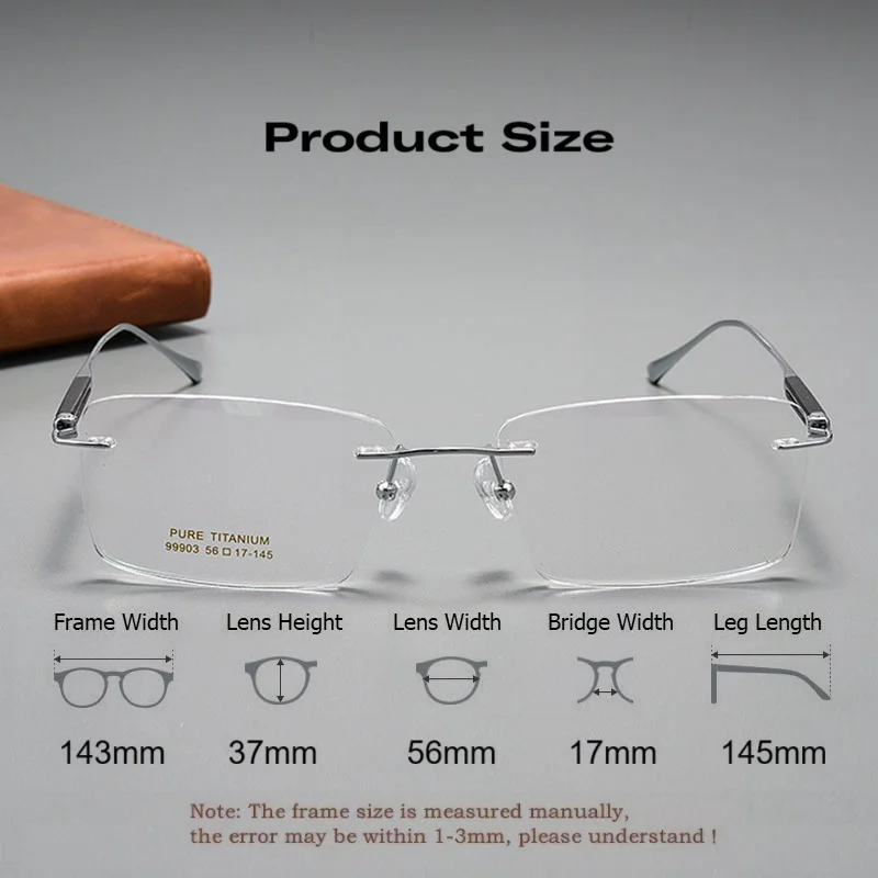 EYELUYAN Myopia Rimless Corrective Glasses High-quality Wood and Pure Titanium Frame Hyperopia Optical Prescription Eyeglasses - view 5