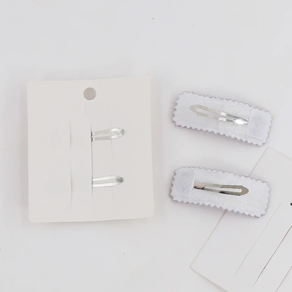 2Pcs/Card 5cm Faux Cashmere Rectangular Snap Clips for Infant Baby Girls Solid Korean Bobby Hairpins Hairgrips Set Headwear