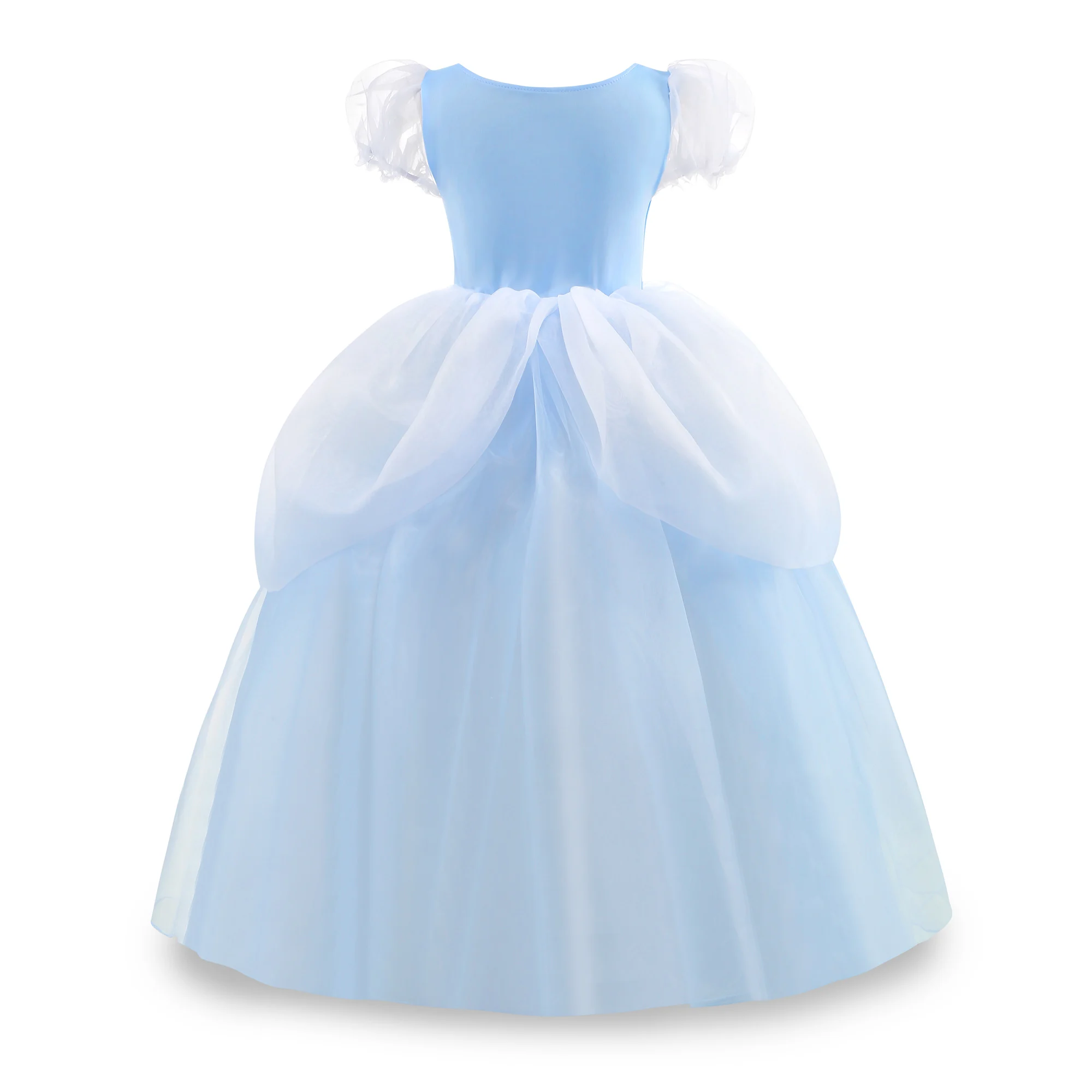 Mädchen Blaues Prinzessinnenkleid mit Spitze und 3D-Blumen Ballkleid Kinder Geburtstagsparty Cendrillon Outfit Halloween Cindy Rollenspiel-Kostüm – Detail 3