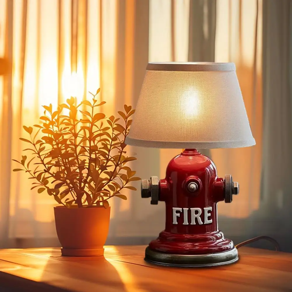 

1Pc Hydrant Desk Lamp Resin Retro Red Hydrant Desk Lamp Unique Decorative Night Light Table Lamp for Home Office Bedroom Bedside