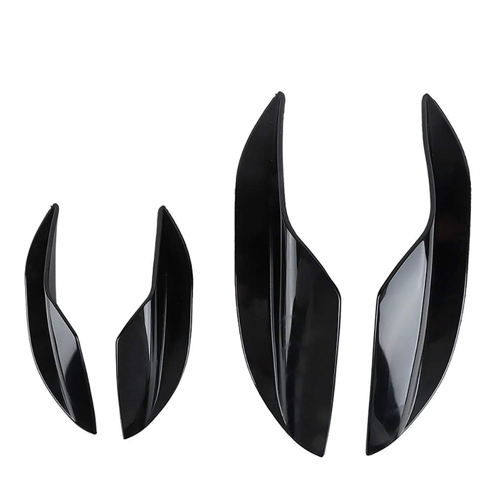 4pcs Universal Carbon Fiber Car Front Bumper Lip Rubber Fins Styling Spoilers Splitter Canards Valence Sticker Decorative Kit