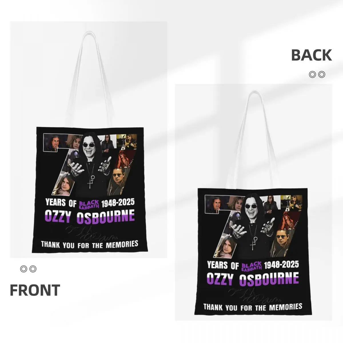 حقيبة تسوق Ozzys Osbornes 77 عامًا، حقائب تسوق نسائية للعمل من البوليستر، حقائب يد مطبوعة لطيفة #3