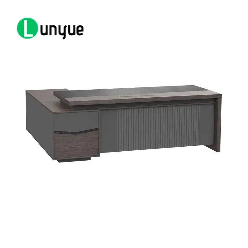 Modern L Shaped Executive Desk with Storage Cabinet Luxury Large Office Desk for CEO Manager Boss Home Office Furniture