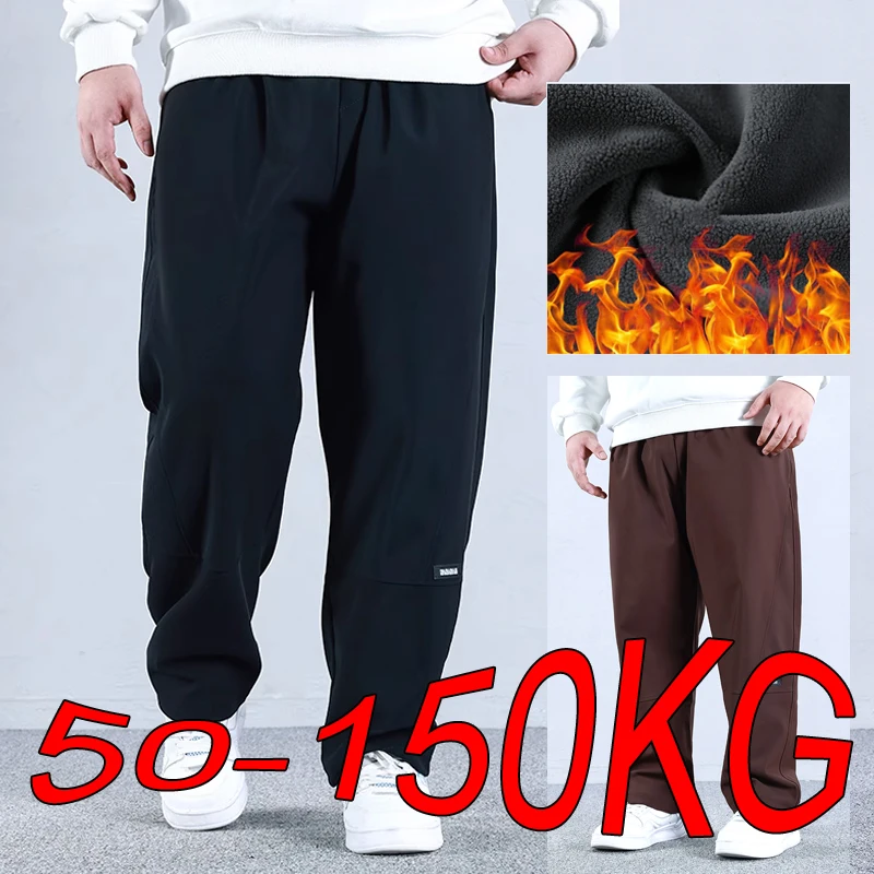 الرجال الصوف Sweatpants حجم كبير 9XL 10XL الشتاء عالية المرونة سميكة الدافئة الرجال السراويل رياضة ركض حجم كبير تشغيل بنطال رياضي