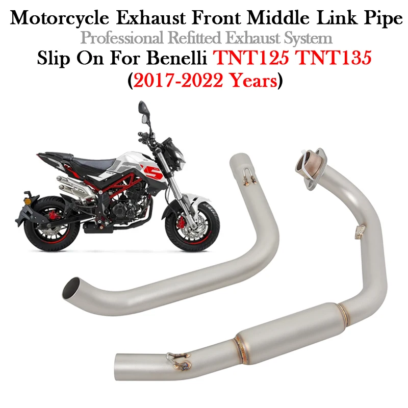 

Full System Motorcycle Exhaust Front Middle Link Pipe Muffler Modify Escape Moto For Benelli TNT125 TNT135 2017 - 2022 Bike Tube