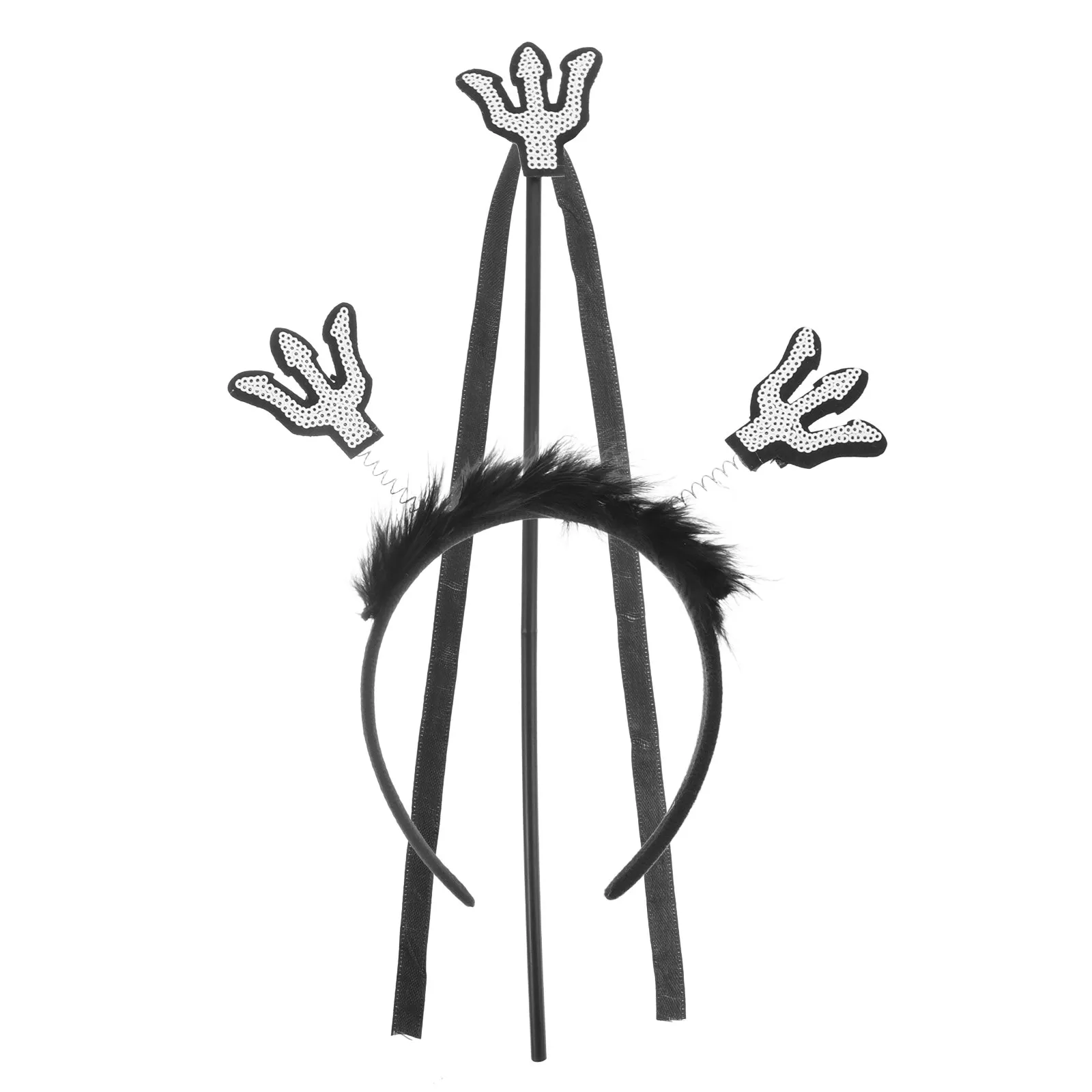 

Набор из 1 предмета: обруч для волос и волшебная палочка для женщин, уникальный шикарный аксессуар для вечеринки, головной убор, реквизит для костюма на Хэллоуин, Новый год, День рождения