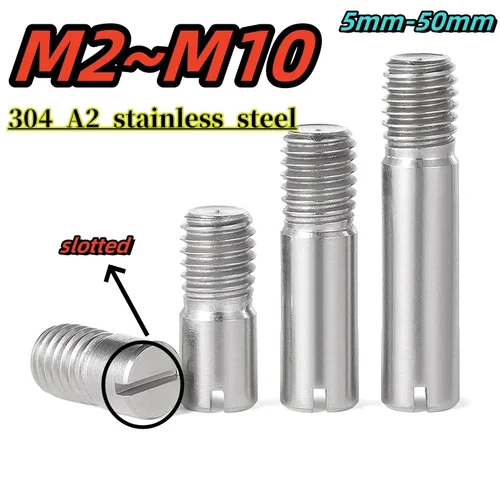 Pin cilíndrico de rosca externa de acero inoxidable, pasador recto, ranurado, posicionamiento sólido, M2 ~ M10 GB878, 304 A2