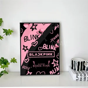 طباعة ملصق مجموعة الفتاة الشهيرة على الورق ، ديكور لوحة فن القهوة Kpop-Blackpink ، يصلح للمنزل ، غرفة المعيشة ، غرفة النوم ، البار ، المطعم أعلى 6 مبيعا مطرقة سوداء وردية - No5