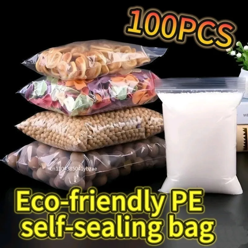 100 قطعة أكياس بلاستيكية صغيرة بقفل الرمز البريدي قابلة لإعادة الغلق حقيبة شفافة حقيبة التخزين فراغ أكياس واضحة زيبلوك تخزين المواد الغذائية أكياس بسحاب