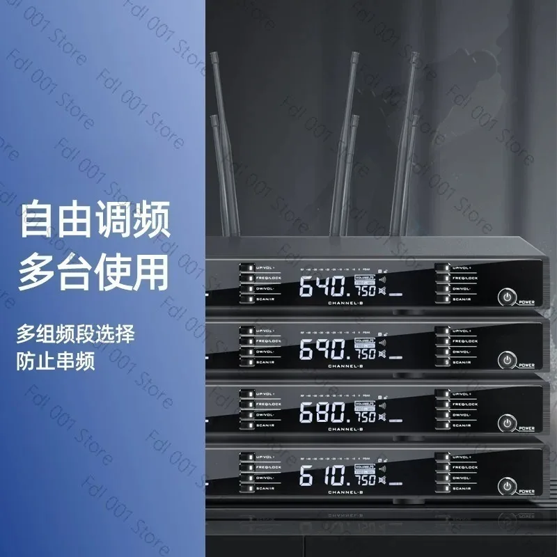 Wireless Microphone System True Diversity UHF 2 Handheld Mics Stage Home KTV Anti-Feedback