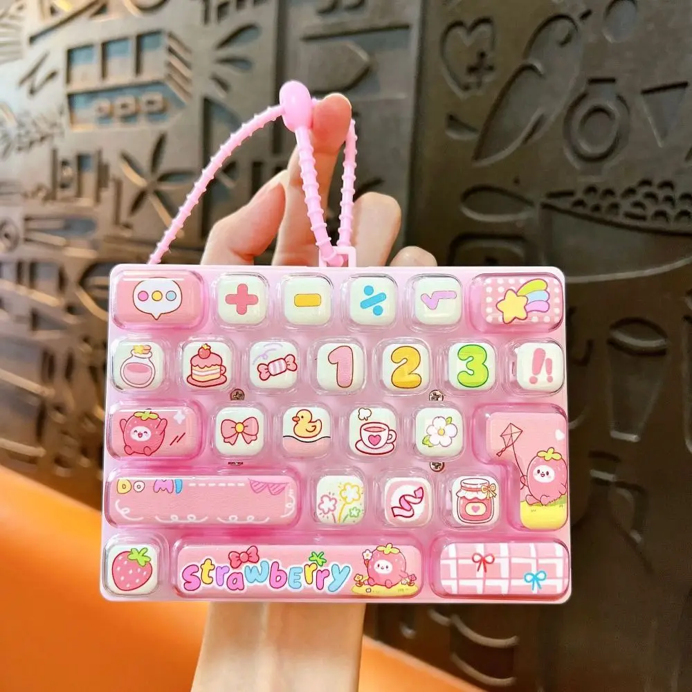 Cartoon 26 Keys Keyboard Keychain Clicker Sound Pressable Keys Keyboard Clicker Keychain Creative Portable Stress Relief Fidget