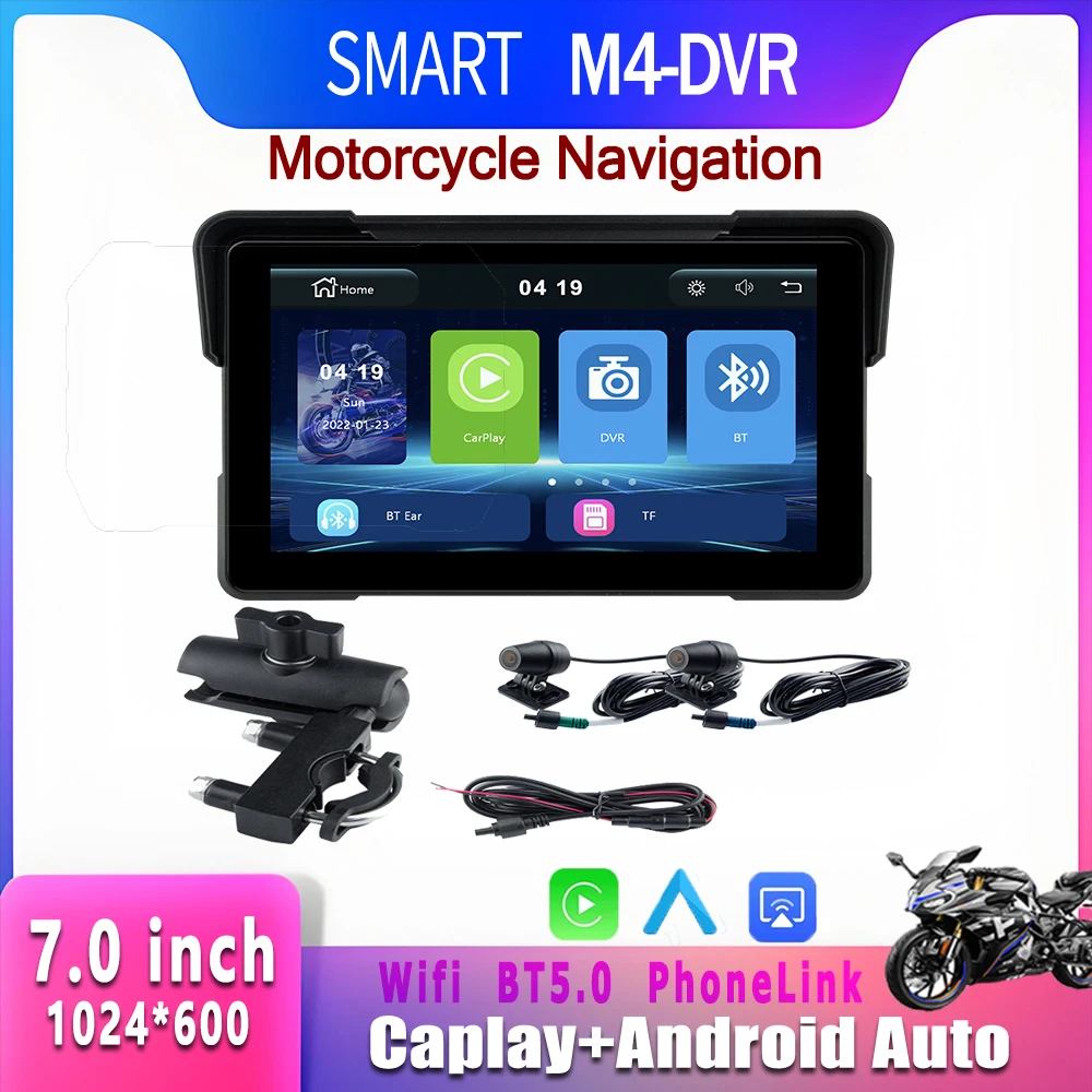 SMART 7 Inch Motorcycle Navigation Carplay Motorcycle Portable Wireless CarPlay Android Auto Screen Mirroring Screen