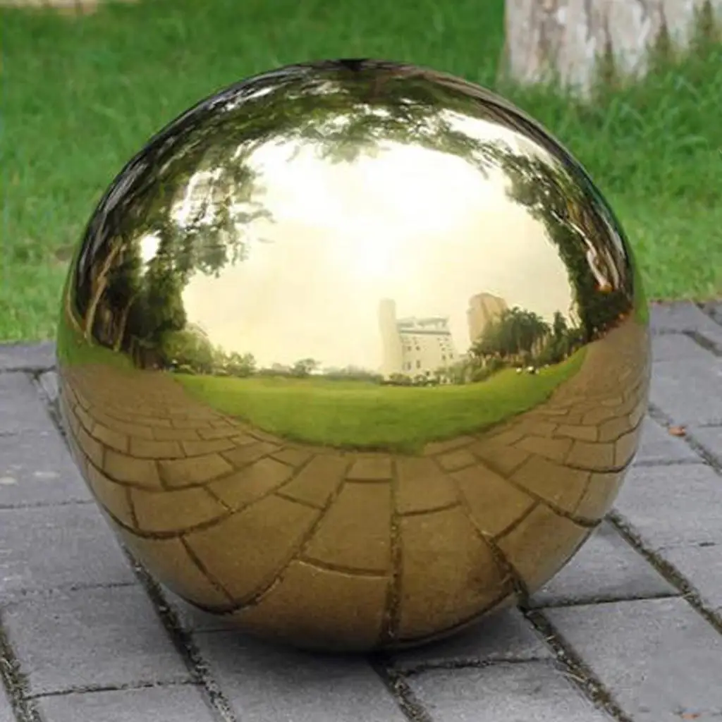 Decorative Balls Mirror Sphere Golden Garden Ornament Outdoor Metal Decor for Garden Pond Accessories