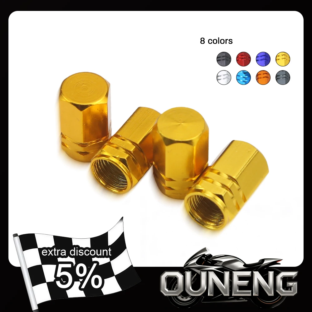 Aluminum Car Motorcycle Tire Valve Stem Caps 4Pcs Tyre Rim Airdust Waterproof Stem Covers For Auto Moto