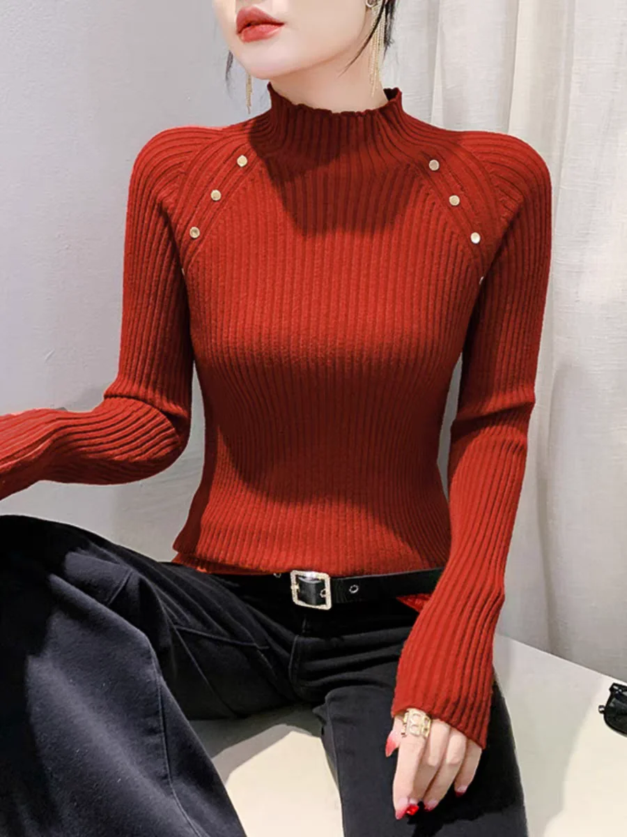 New Turtleneck Winter Base Sweater Women Fashion Stretch Tops Women Knitted Pullovers Long Sleeve Bottoming Sweater