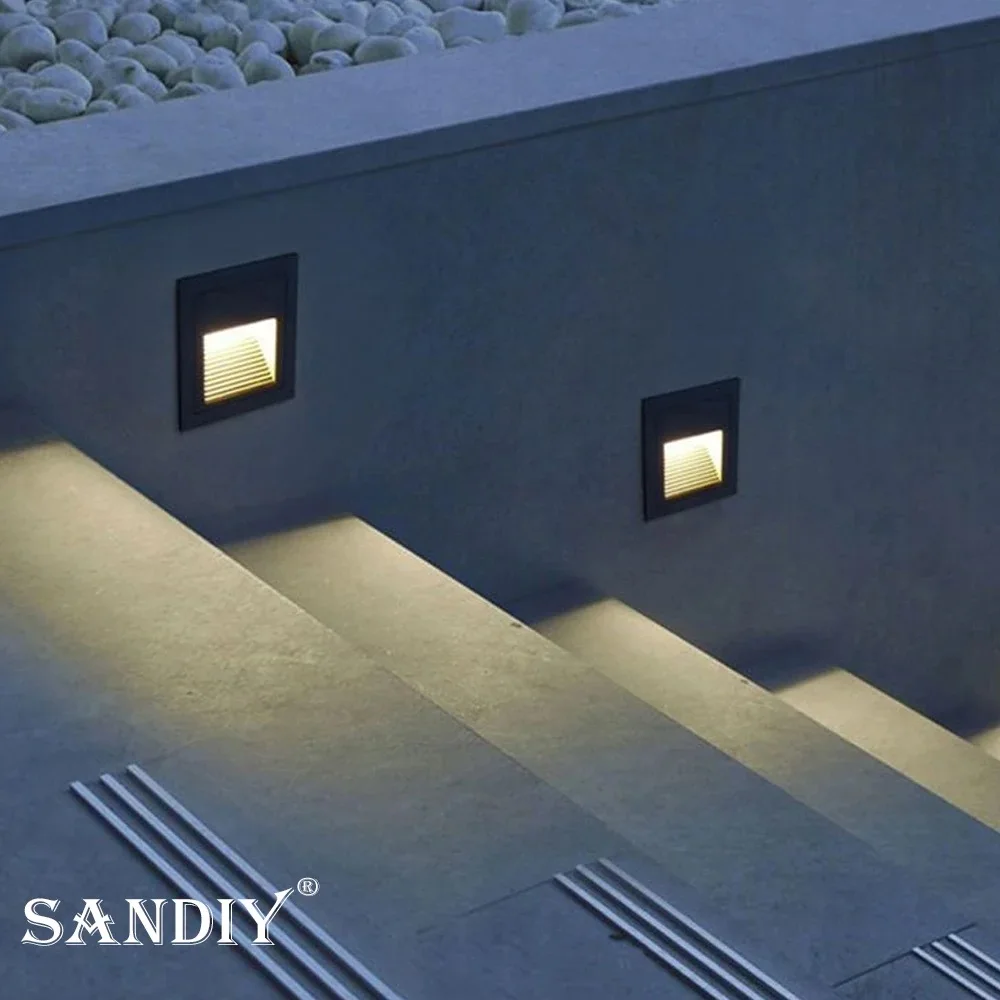 

SANDIY 2025 Outdoor Waterproof Light Body Sensor Staircase Patio Garden Aisle Tread Steps Lights LED Recessed Footer Lights